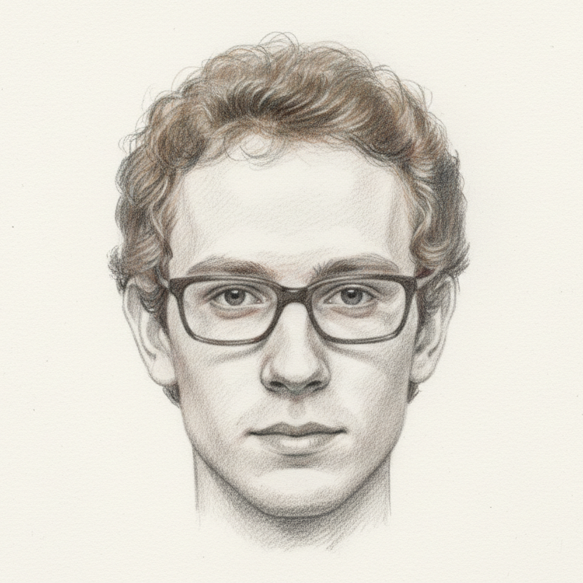 Alex Krizhevsky — color pencil portrait