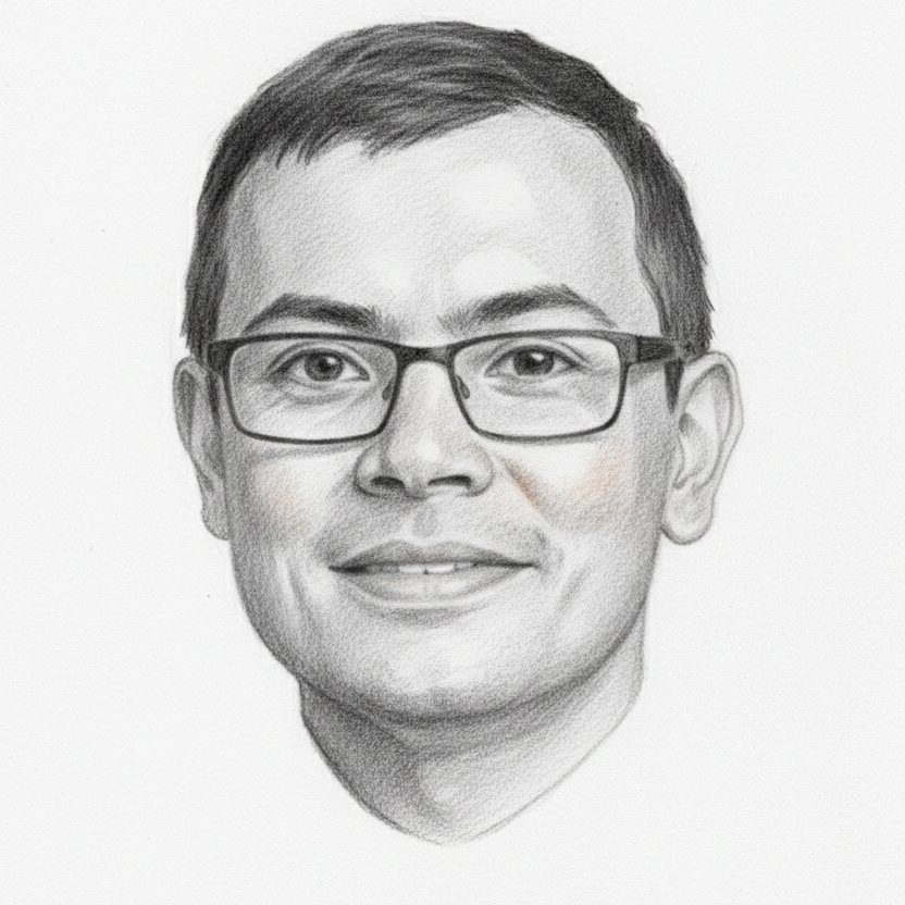 Demis Hassabis — color pencil portrait