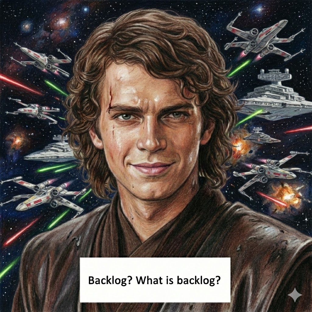Backlog? What is backlog? — Anakin in space battle